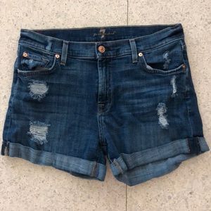 Ripped Blue Jean Shorts